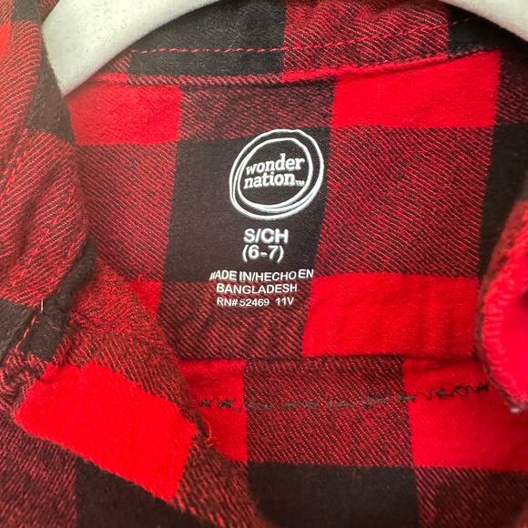 Stitch Rad Kids Plaid Flannel Button Down Shirt SMALL Lilo Disney Unique Red - Picture 3 of 5